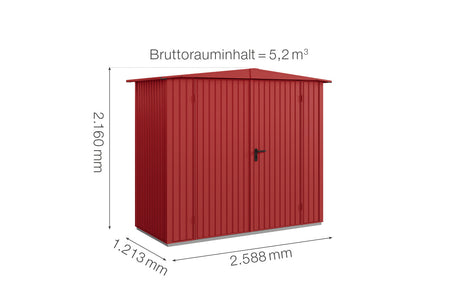 Hörmann Gerätehaus Modell Berry Classic Typ1 Satteldach purpurrot Doppeltür Maße