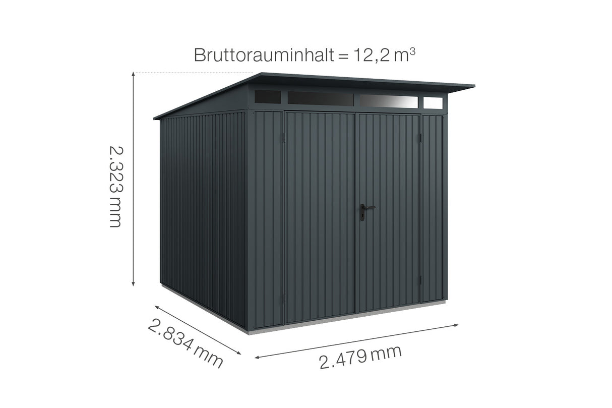 Hörmann Gerätehaus Modell Berry Classic Typ2 anthrazit Doppeltür Maße