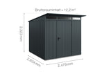 Hörmann Gerätehaus Modell Berry Classic Typ2 anthrazit Einzeltür Maße