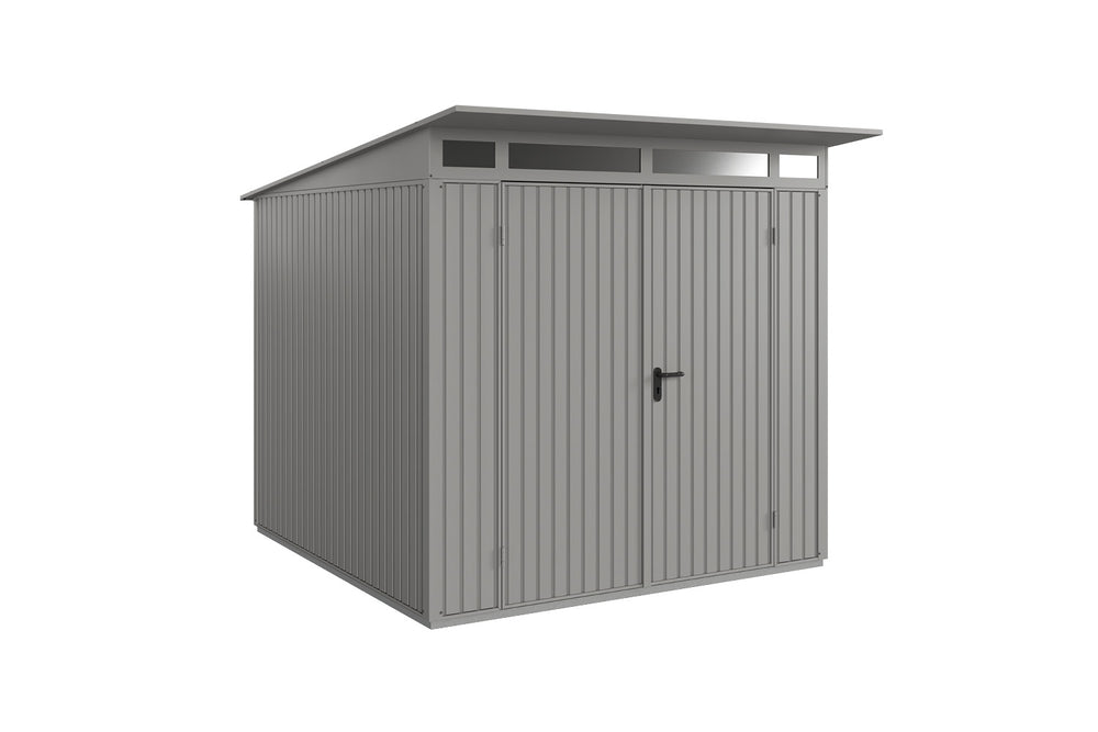 Hörmann Gerätehaus Modell Berry Classic Typ2 graualuminium Doppeltür freigestellt