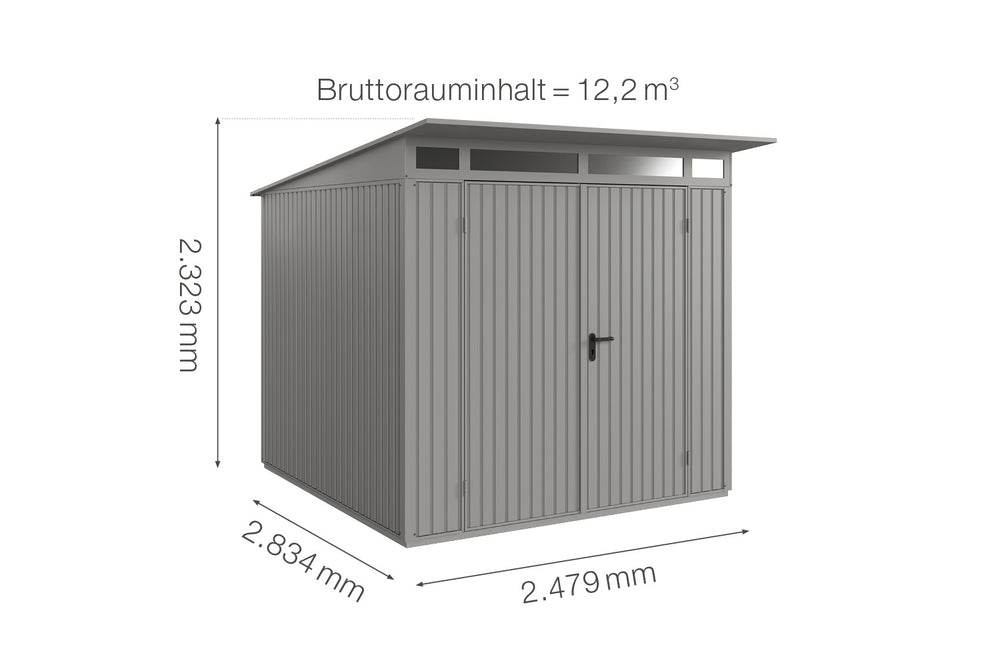 Hörmann Gerätehaus Modell Berry Classic Typ2 graualuminium Doppeltür Maße