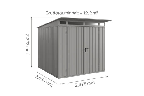 Hörmann Gerätehaus Modell Berry Classic Typ2 graualuminium Doppeltür Maße