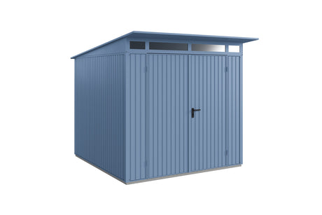 Hörmann Gerätehaus Modell Berry Classic Typ2 taubenblau Doppeltür freigestellt