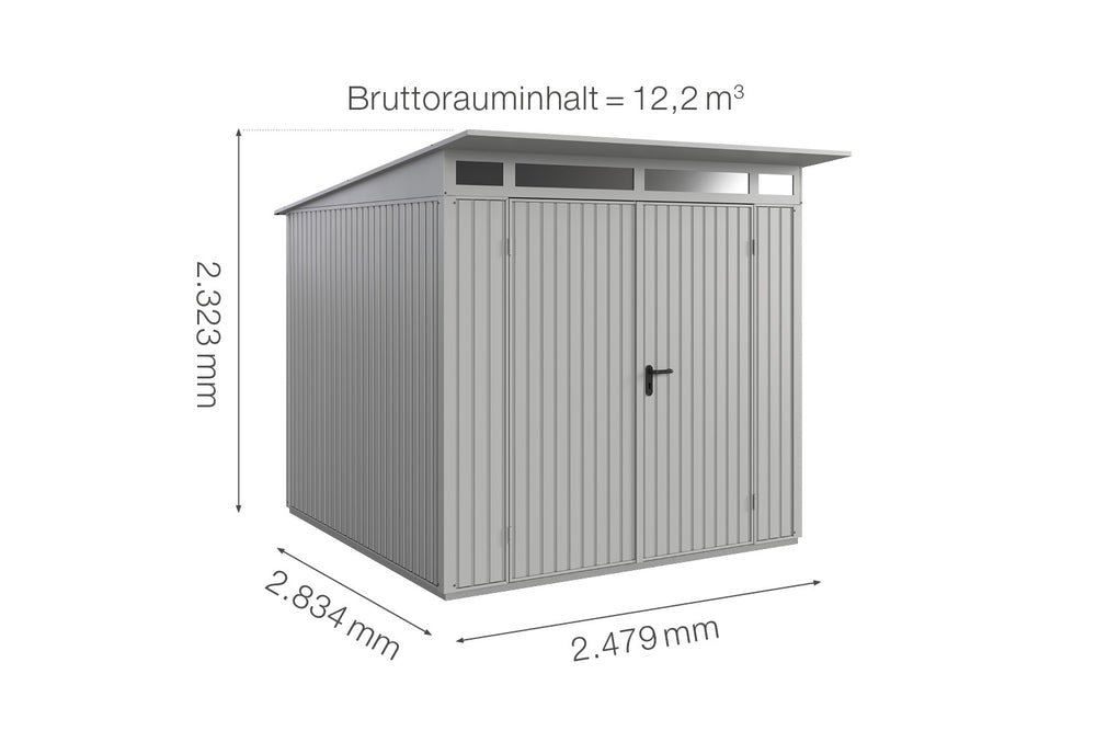 Hörmann Gerätehaus Modell Berry Classic Typ2 weißaluminium Doppeltür Maße