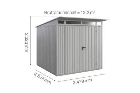 Hörmann Gerätehaus Modell Berry Classic Typ2 weißaluminium Doppeltür Maße