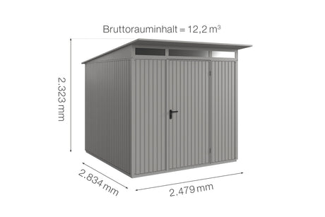 Hörmann Gerätehaus Modell Berry Classic Typ2 graualuminium Doppeltür Maße