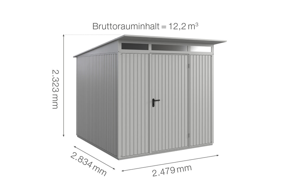 Hörmann Gerätehaus Modell Berry Classic Typ2 weißaluminium Einzeltür Maße