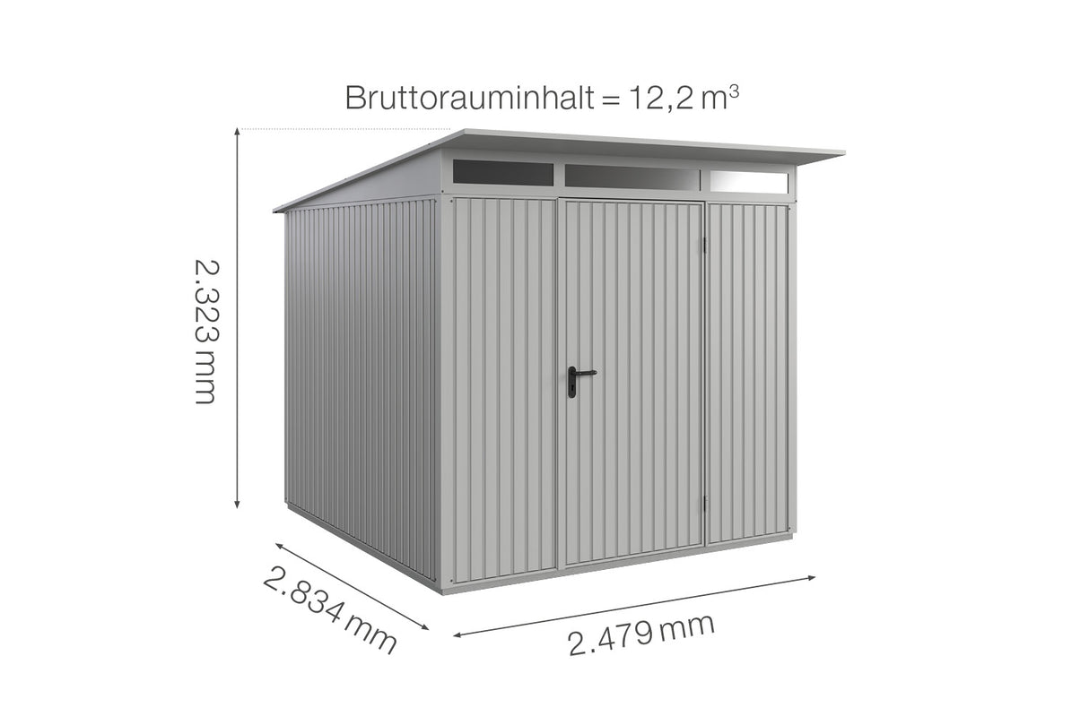 Hörmann Gerätehaus Modell Berry Classic Typ2 weißaluminium Einzeltür Maße