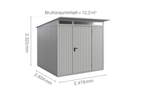 Hörmann Gerätehaus Modell Berry Classic Typ2 weißaluminium Einzeltür Maße