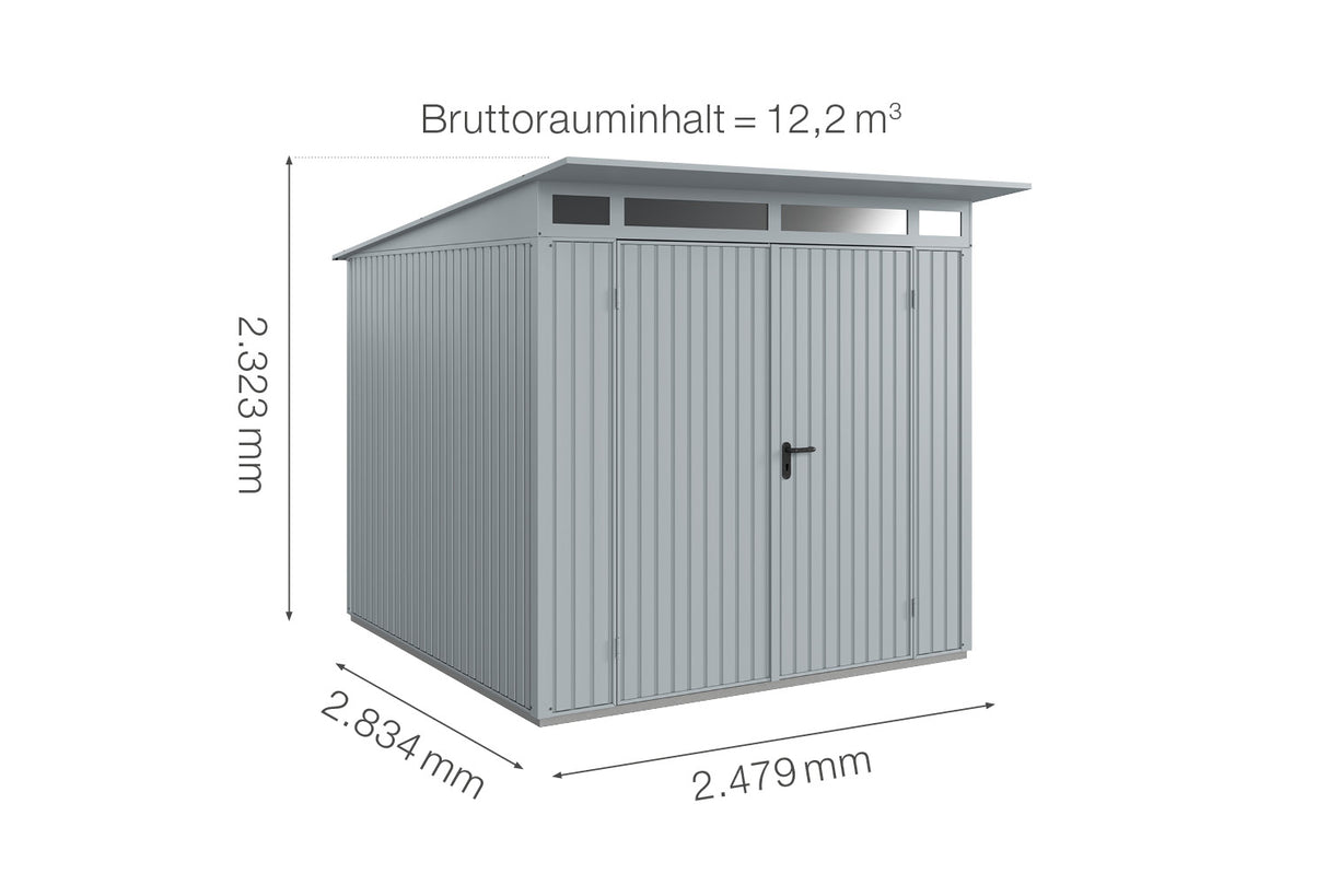 Hörmann Gerätehaus Modell Berry Classic Typ2 fenstergrau Doppeltür Maße