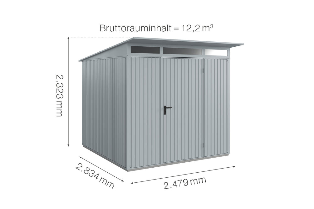 Hörmann Gerätehaus Modell Berry Classic Typ2 fenstergrau Einzeltür Maße