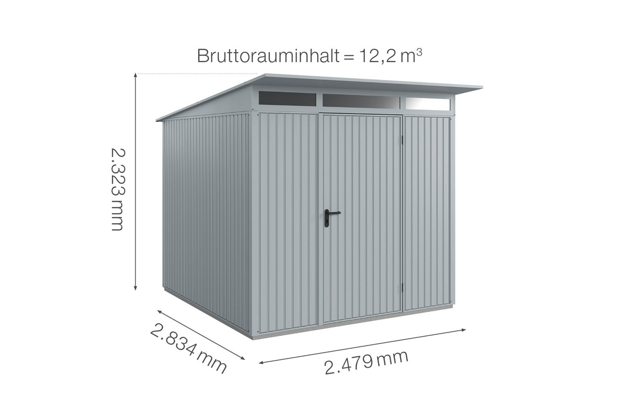 Hörmann Gerätehaus Modell Berry Classic Typ2 fenstergrau Einzeltür Maße