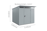 Hörmann Gerätehaus Modell Berry Classic Typ2 fenstergrau Einzeltür Maße
