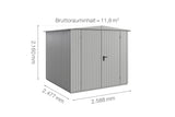 Hörmann Gerätehaus Modell Berry Classic Typ2 Satteldach weißaluminium Doppeltür Maße
