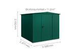 Hörmann Gerätehaus Modell Berry Classic Typ2 Satteldach moosgrün Einzeltür Maße