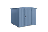 Hörmann Gerätehaus Modell Berry Classic Typ2 Satteldach taubenblau Einzeltür freigestellt