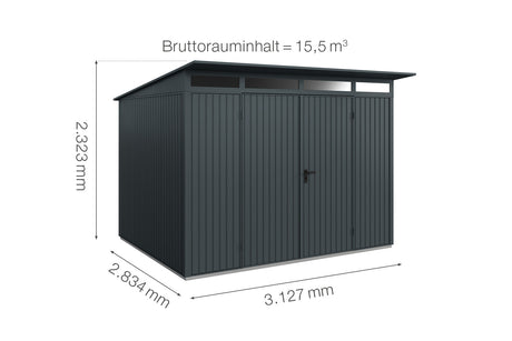 Hörmann Gerätehaus Modell Berry Classic Typ3 anthrazit Doppeltür Maße