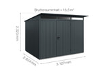 Hörmann Gerätehaus Modell Berry Classic Typ3 anthrazit Einzeltür Maße