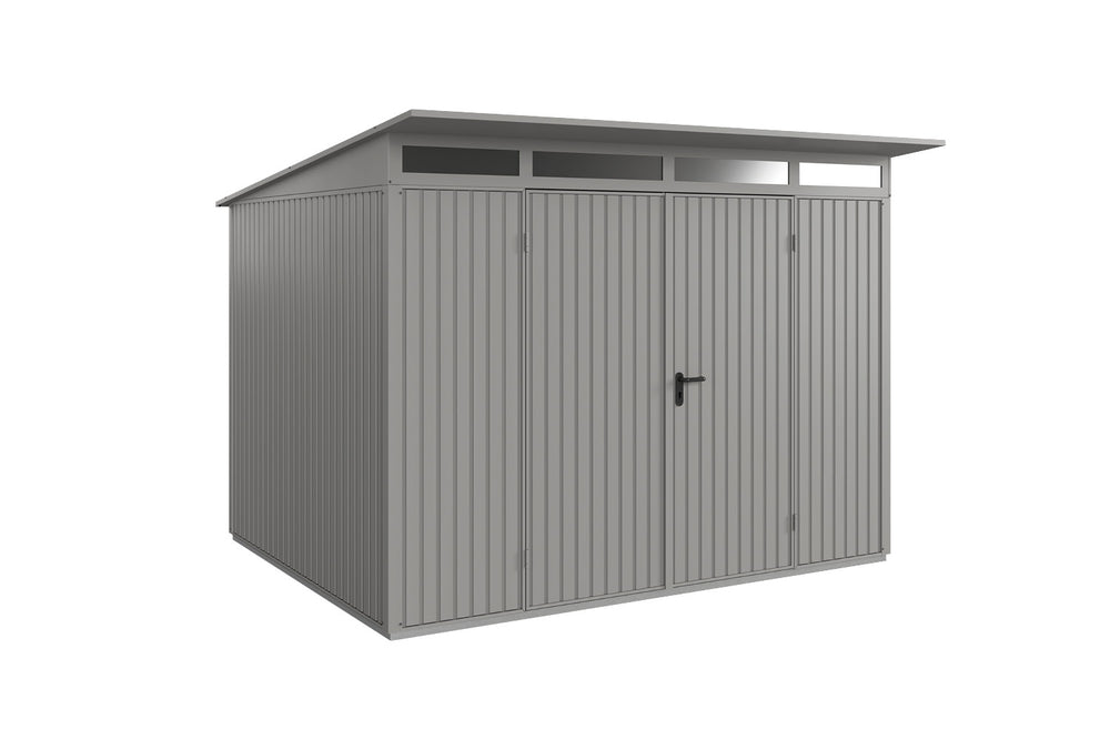 Hörmann Gerätehaus Modell Berry Classic Typ3 graualuminium Doppeltür freigestellt