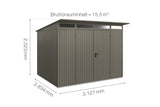 Hörmann Gerätehaus Modell Berry Classic Typ3 quarzgrau Doppeltür Maße