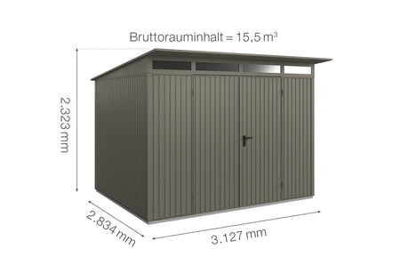 Hörmann Gerätehaus Modell Berry Classic Typ3 quarzgrau Doppeltür Maße