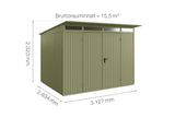 Hörmann Gerätehaus Modell Berry Classic Typ3 schilfgrün Doppeltür Maße