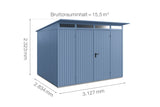 Hörmann Gerätehaus Modell Berry Classic Typ3 taubenblau Doppeltür Maße