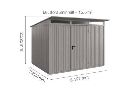 Hörmann Gerätehaus Modell Berry Classic Typ3 graualuminium Doppeltür Maße