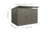 Hörmann Gerätehaus Modell Berry Classic Typ3 quarzgrau Einzeltür Maße
