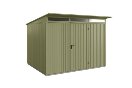 Hörmann Gerätehaus Modell Berry Classic Typ3 schilfgrün Einzeltür freigestellt