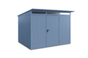Hörmann Gerätehaus Modell Berry Classic Typ3 taubenblau Einzeltür freigestellt