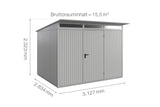 Hörmann Gerätehaus Modell Berry Classic Typ3 weißaluminium Einzeltür Maße