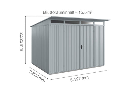 Hörmann Gerätehaus Modell Berry Classic Typ3 fenstergrau Doppeltür Maße