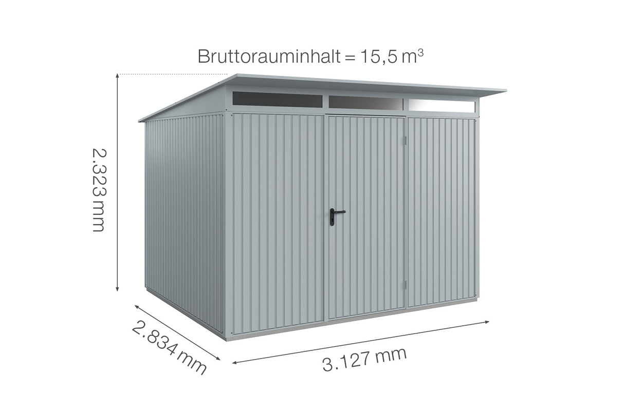 Hörmann Gerätehaus Modell Berry Classic Typ3 fenstergrau Einzeltür Maße