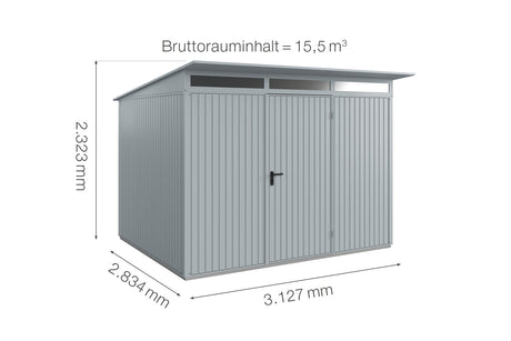 Hörmann Gerätehaus Modell Berry Classic Typ3 fenstergrau Einzeltür Maße