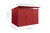 Hörmann Gerätehaus Modell Berry Classic Typ3 purpurrot Einzeltür Maße