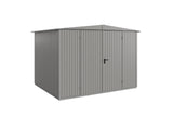 Hörmann Gerätehaus Modell Berry Classic Typ 3 Satteldach graualuminium Doppeltür freigestellt