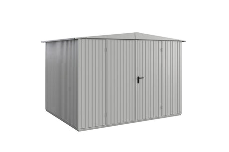 Hörmann Gerätehaus Modell Berry Classic Typ 3 Satteldach weißaluminium Doppeltür freigestellt