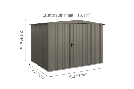 Hörmann Gerätehaus Modell Berry Classic Typ 3 Satteldach quarzgrau Einzeltür Maße