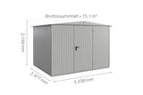 Hörmann Gerätehaus Modell Berry Classic Typ 3 Satteldach weißaluminium Einzeltür Maße