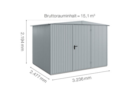 Hörmann Gerätehaus Modell Berry Classic Typ 3 Satteldach fenstergrau Einzeltür Maße