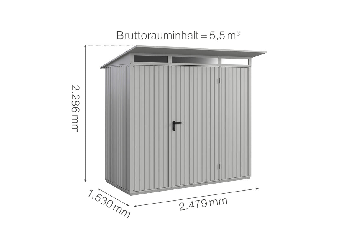 Hörmann Gerätehaus Modell Berry Classic Typ1 weißaluminium Einzeltür Maße