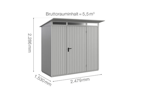 Hörmann Gerätehaus Modell Berry Classic Typ1 weißaluminium Einzeltür Maße