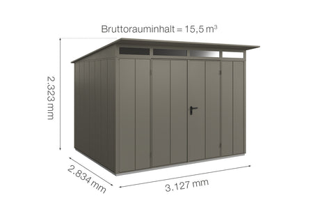 Hörmann Gerätehaus Modell Berry Modern Typ3 quarzgrau Doppeltür Maße