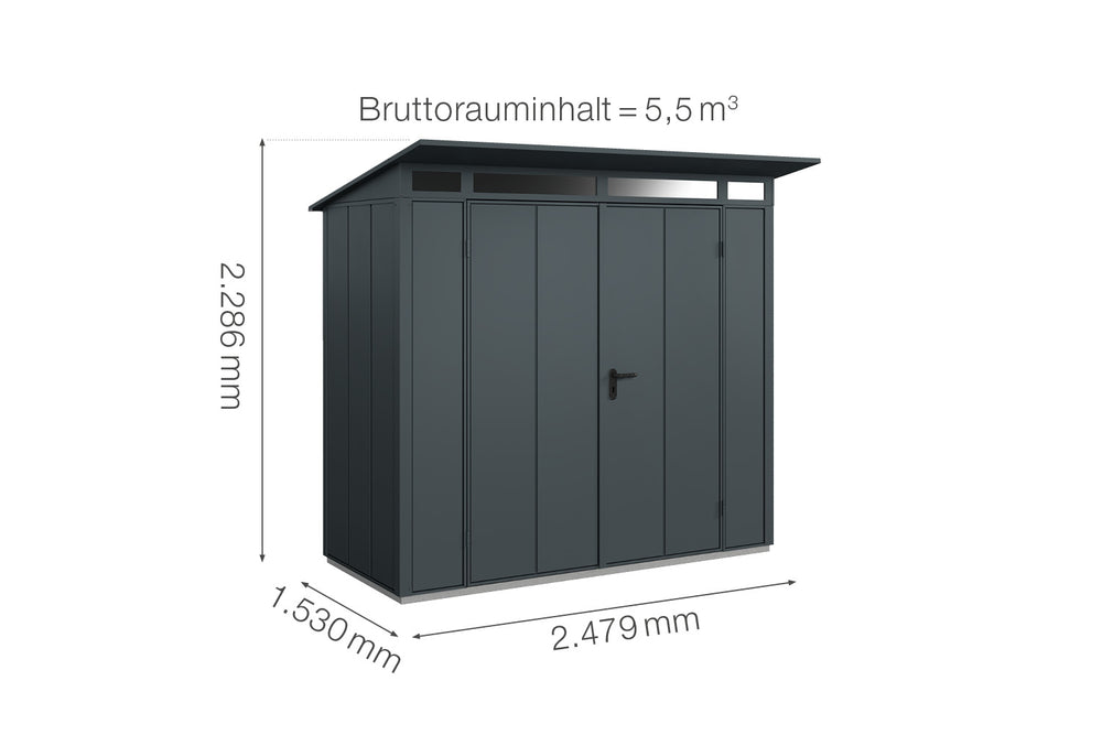 Hörmann Gerätehaus Modell Berry Modern Typ1 anthrazit Doppeltür Maße