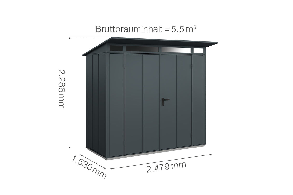 Hörmann Gerätehaus Modell Berry Modern Typ1 anthrazit Doppeltür Maße