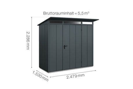 Hörmann Gerätehaus Modell Berry Modern Typ1 anthrazit Einzeltür Maße