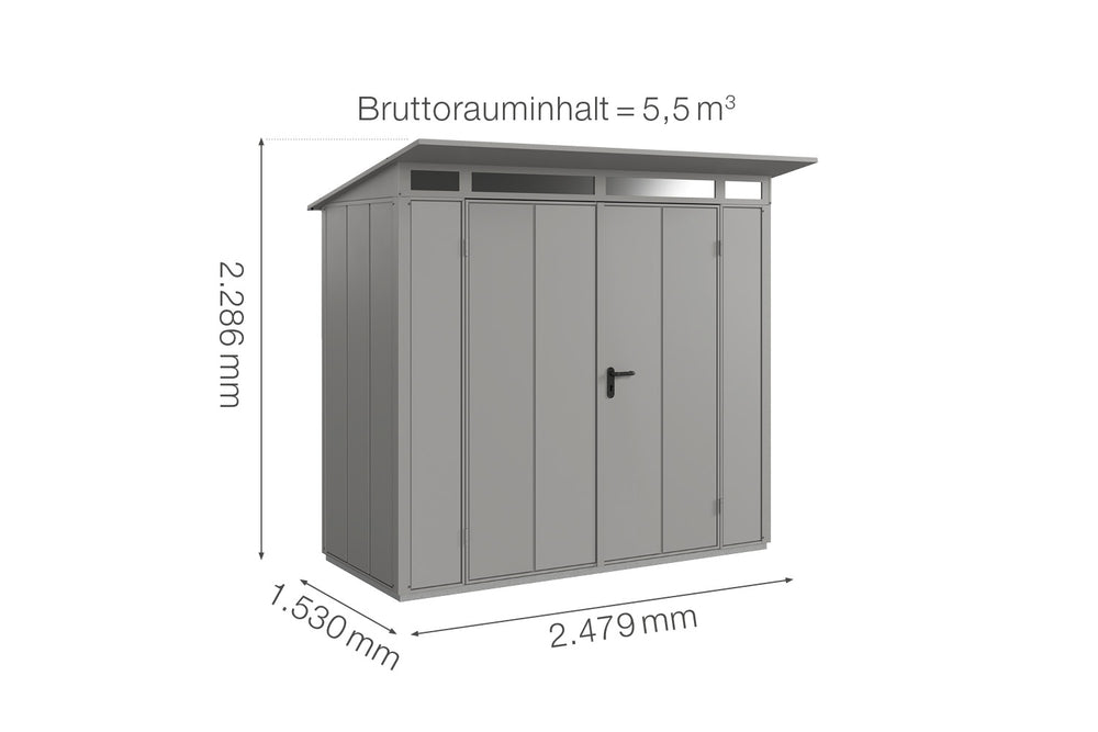 Hörmann Gerätehaus Modell Berry Modern Typ1 graualuminium Doppeltür Maße