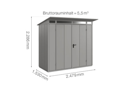 Hörmann Gerätehaus Modell Berry Modern Typ1 graualuminium Doppeltür Maße