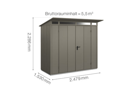 Hörmann Gerätehaus Modell Berry Modern Typ1 quarzgrau Doppeltür Maße